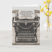 ヴィンテージタイプライター勇気付けられるホープ幸運 カード (黄色い花)