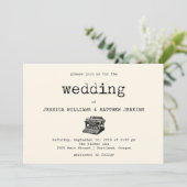 ヴィンテージタイプライター及び文字結婚式招待状 招待状 (スタンド正面)