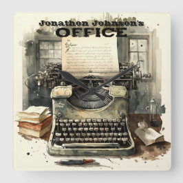 ヴィンテージタイプライター壁時計 スクエア壁時計