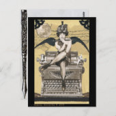 ヴィンテージタイプライター妖精 ポストカード (正面/裏面)