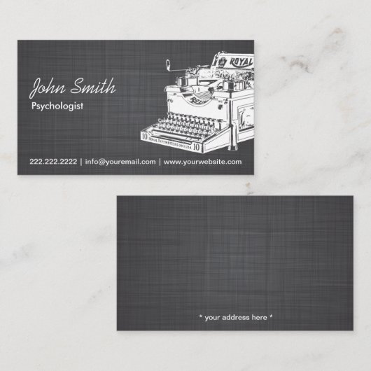 ヴィンテージタイプライター心理学者リネン 名刺 (正面/裏面)