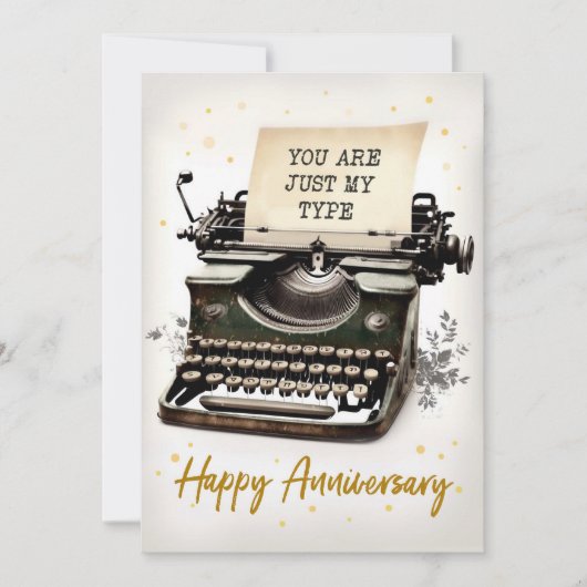 ヴィンテージタイプライター愛 – ハッピーアニバーサリーカード シーズンカード (正面)