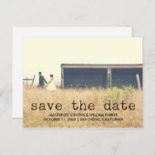 ヴィンテージタイプライター文字写真の保存日付 案内ポストカード (正面/裏面)