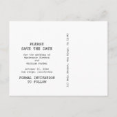 ヴィンテージタイプライター文字写真の保存日付 案内ポストカード (裏面)