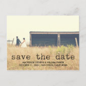 ヴィンテージタイプライター文字写真の保存日付 案内ポストカード (正面)