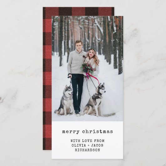 ヴィンテージタイプライター文字（赤い格子縞と写真付き） シーズンカード (正面/裏面)