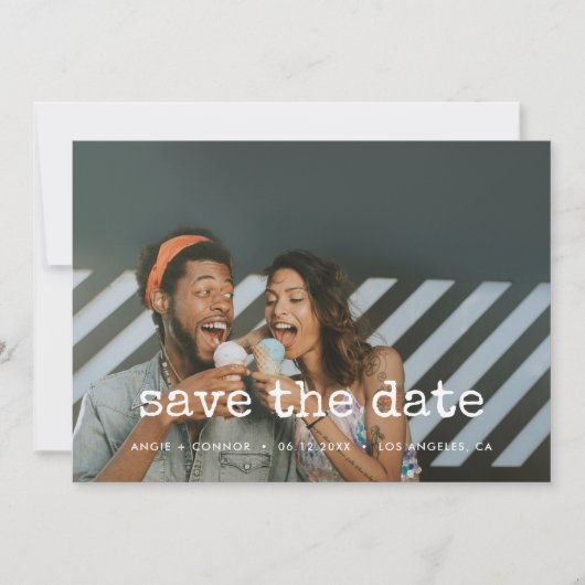 ヴィンテージタイプライター日付のフォトカードを保存 案内状 (正面)