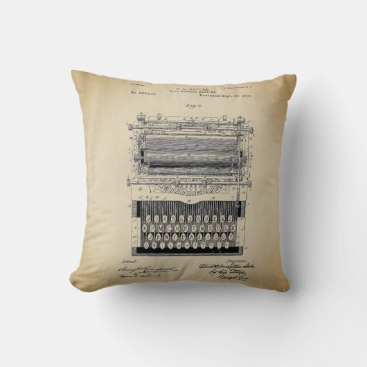 ヴィンテージタイプライター特許 クッション (正面)