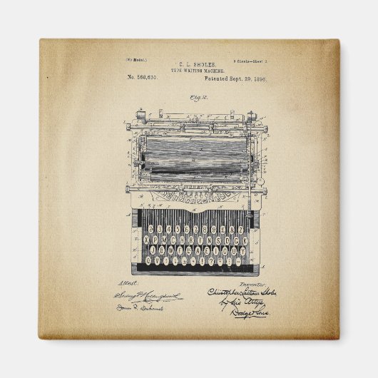 ヴィンテージタイプライター特許 マグネット (正面)