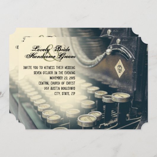 ヴィンテージタイプライター結婚式招待状 招待状 (正面/裏面)