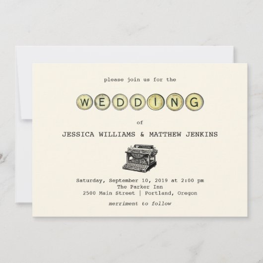 ヴィンテージタイプライター結婚式招待状 招待状 (正面)