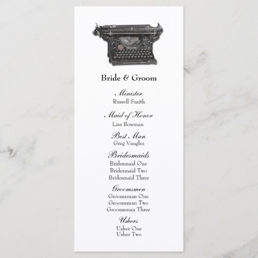 ヴィンテージタイプライター結婚式 プログラム (正面)
