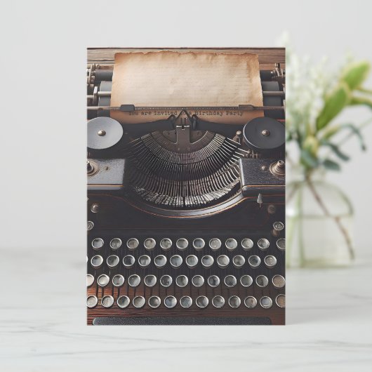 ヴィンテージタイプライター誕生日パーティー 招待状 (スタンド正面)