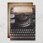 ヴィンテージタイプライター誕生日パーティー 招待状 (正面/裏面)