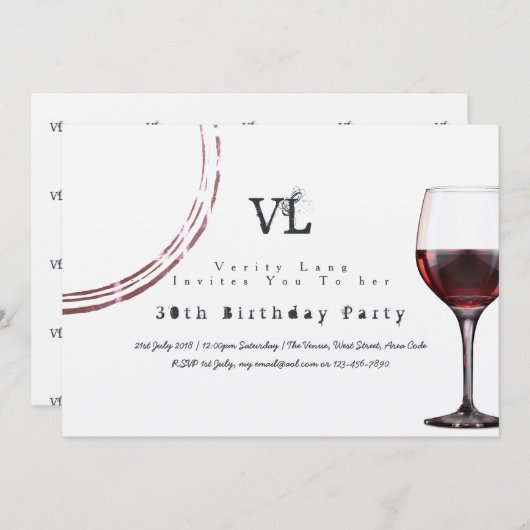 ヴィンテージタイプライター誕生日招待状30th 40th 50th 招待状 (正面/裏面)