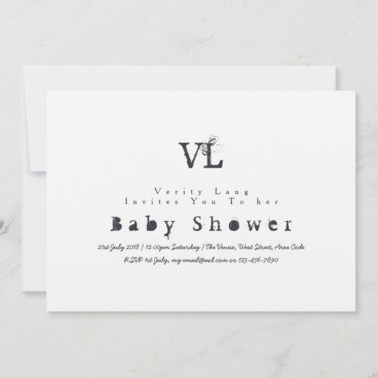 ヴィンテージタイプライター赤ちゃんシャワー招待状クラフトインク 招待状 (正面)