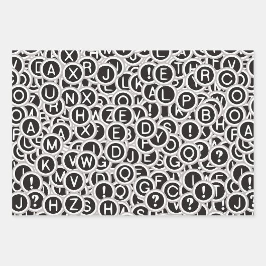 ヴィンテージタイプライター鍵の折り返し紙 ラッピングペーパーシート (正面3)