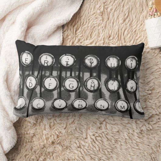 ヴィンテージタイプライター鍵アート装飾用クッション ランバークッション (ブランケット)