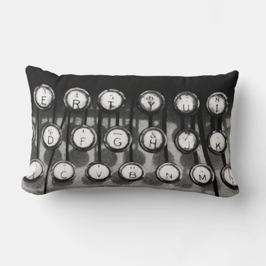 ヴィンテージタイプライター鍵アート装飾用クッション ランバークッション (正面)