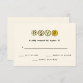 ヴィンテージタイプライター鍵ウェディングRSVP 出欠カード (正面/裏面)