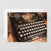 ヴィンテージタイプライター鍵オフィスパーティの招待状 インビテーションポストカード (正面/裏面)