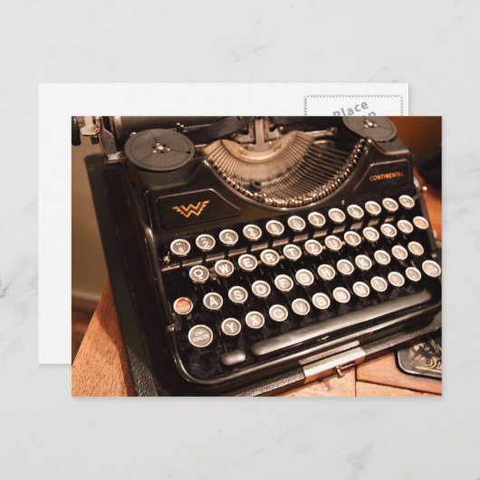 ヴィンテージタイプライター鍵オフィスパーティの招待状 インビテーションポストカード (正面/裏面)