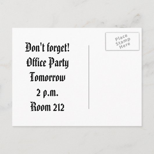 ヴィンテージタイプライター鍵オフィスパーティの招待状 インビテーションポストカード (裏面)