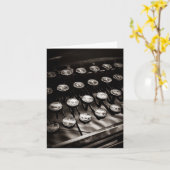 ヴィンテージタイプライター鍵(白黒) カード (黄色い花)