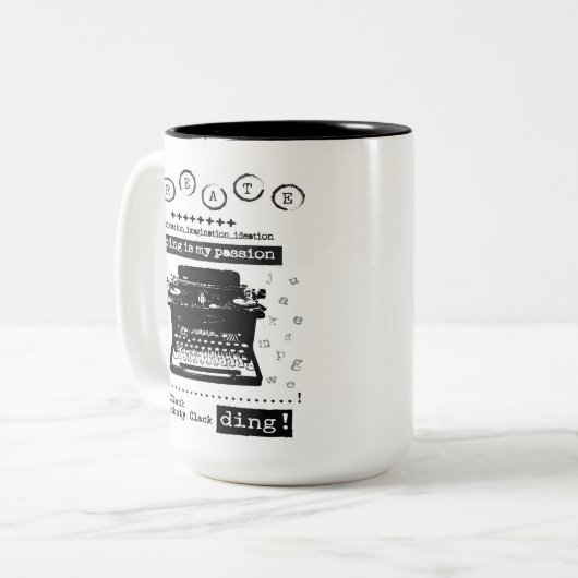 ヴィンテージタイプライター2トーンコーヒーマグ ツートーンマグカップ (正面左)