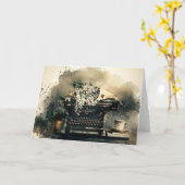 ヴィンテージタイプライター どんなシーンにも使える無地カード カード (黄色い花)