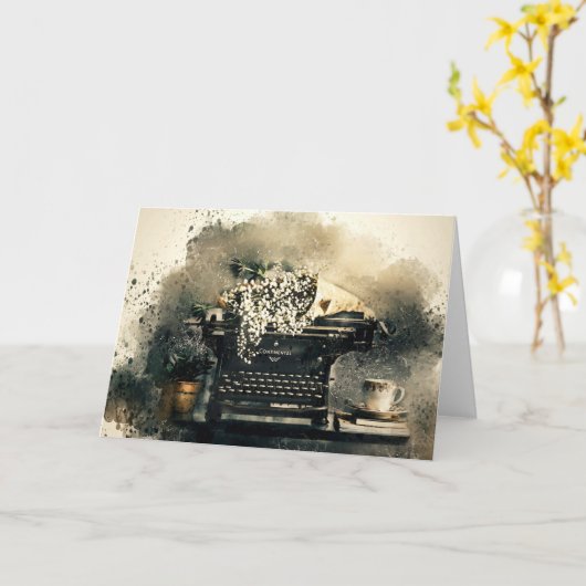 ヴィンテージタイプライター どんなシーンにも使える無地カード カード (黄色い花)