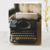 ヴィンテージタイプライター，バレンタインあなたは私のタイプ カード (黄色い花)