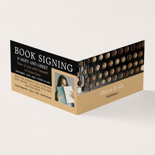 ヴィンテージタイプライター、発行元、ライターブックの署名 名刺 (外部)