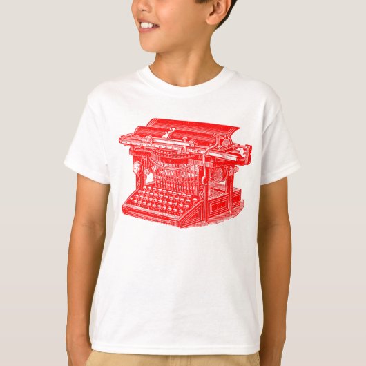 ヴィンテージタイプライター – 赤 Tシャツ (正面)
