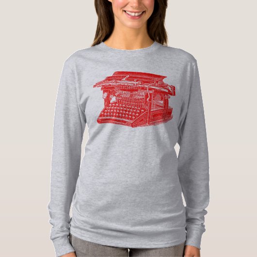 ヴィンテージタイプライター – 赤 Tシャツ (正面)