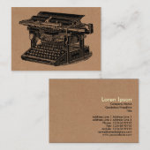 ヴィンテージタイプライター – 黒い厚紙テックス 名刺 (正面/裏面)