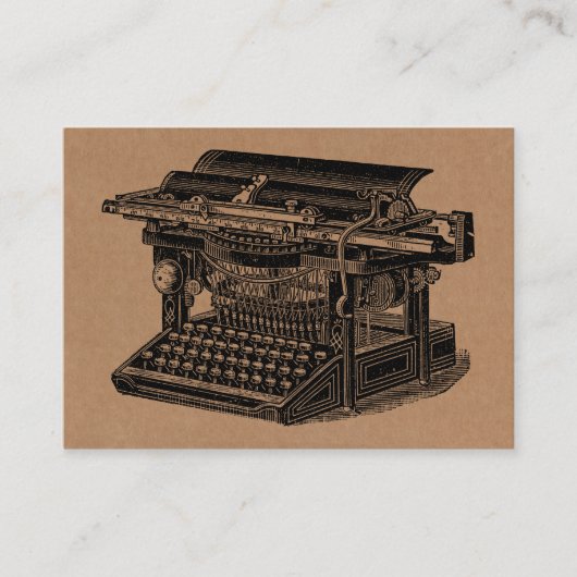 ヴィンテージタイプライター – 黒い厚紙テックス 名刺 (正面)