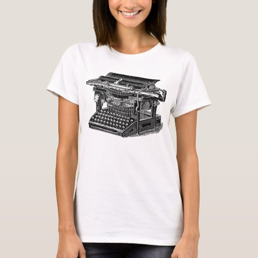ヴィンテージタイプライター – 黒 Tシャツ (正面)