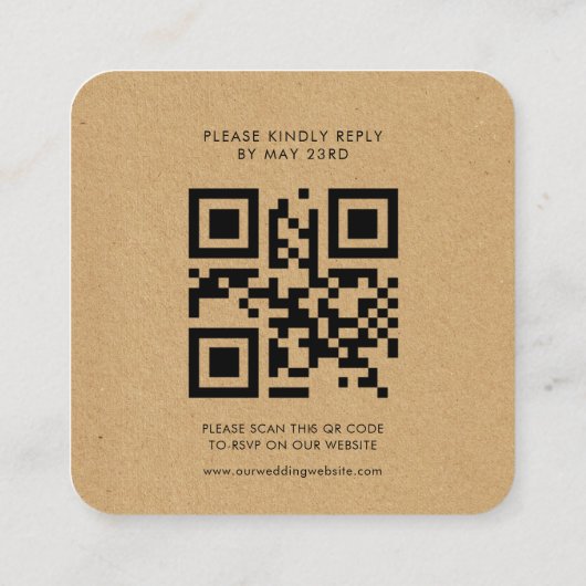 ヴィンテージタイプライターQRコードRSVP応答 エンクロージャーカード (裏面)