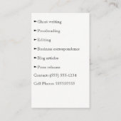 ヴィンテージタイプライタ作家編集記者  名刺 (裏面)