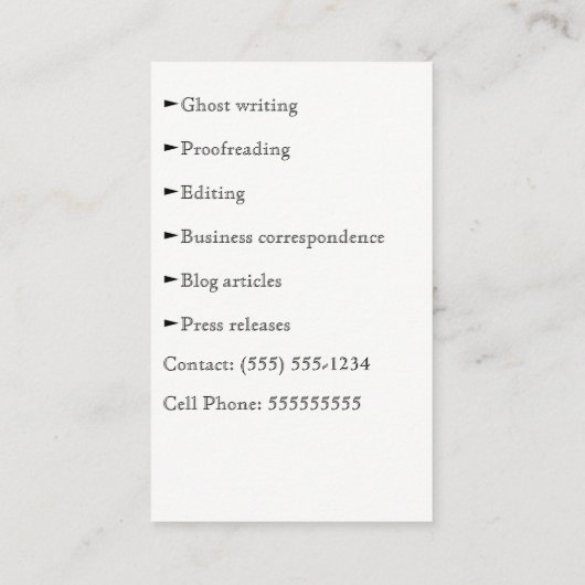 ヴィンテージタイプライタ作家編集記者  名刺 (裏面)