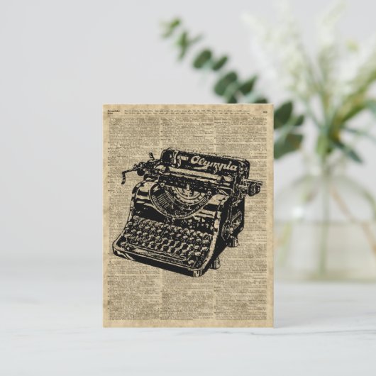 ヴィンテージタイプライタ(辞書ページ) ポストカード (スタンド正面)