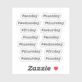 ヴィンテージタイプライドフォントプランナーハッシュタグ平日 シール