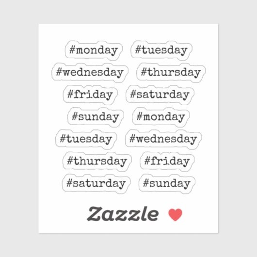 ヴィンテージタイプライドフォントプランナーハッシュタグ平日 シール (シート)