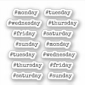 ヴィンテージタイプライドフォントプランナーハッシュタグ平日 シール (正面)