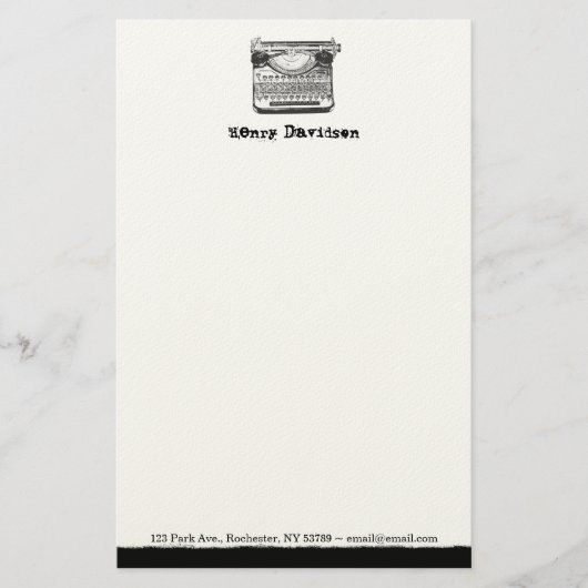 ヴィンテージタイプライパーソナライズされたタ 便箋 (正面)