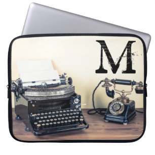 ヴィンテージタイプ書き込みレトロモノグラム15インチノートパソコンケース ラップトップスリーブ