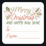 ヴィンテージタイプHolly Berry Christmasから スクエアシール<br><div class="desc">このフェスティバルとシックなクリスマスデザインは、私たちのオリジナルの手を描いた冬の葉を描いた甘い手のスタイルの色のタイプ鮮やか。</div>