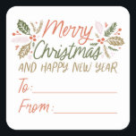 ヴィンテージタイプHolly Berry Christmasから スクエアシール<br><div class="desc">このフェスティバルとシックなクリスマスデザインは、私たちのオリジナルの手を描いた冬の葉を描いた甘い手のスタイルの色のタイプ鮮やか。</div>
