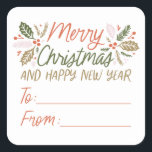 ヴィンテージタイプHolly Berry Christmasから スクエアシール<br><div class="desc">このフェスティバルとシックなクリスマスデザインは、私たちのオリジナルの手を描いた冬の葉を描いた甘い手のスタイルの色のタイプ鮮やか。</div>